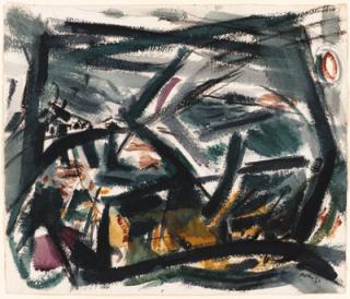 John Marin - Sea -- Dark Green and Yellow