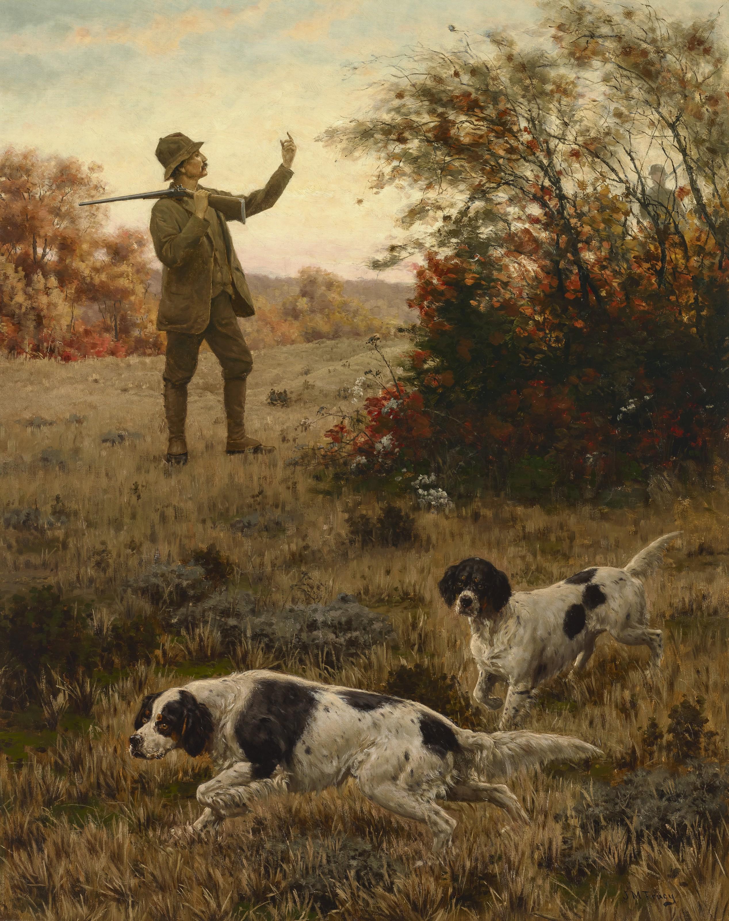 John Martin Tracy - Hunter and Two Dogs