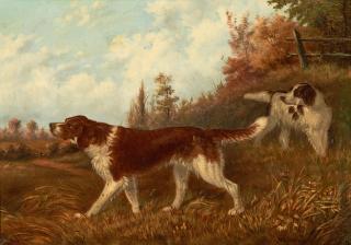 John Martin Tracy - Two Setters in an Autumn Landscape