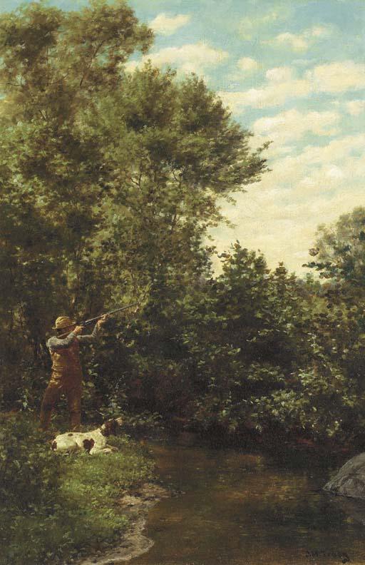 John Martin Tracy - Woodcock Shooting over a stream