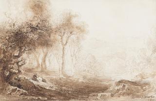 John Martin - A woodland with reclining figures