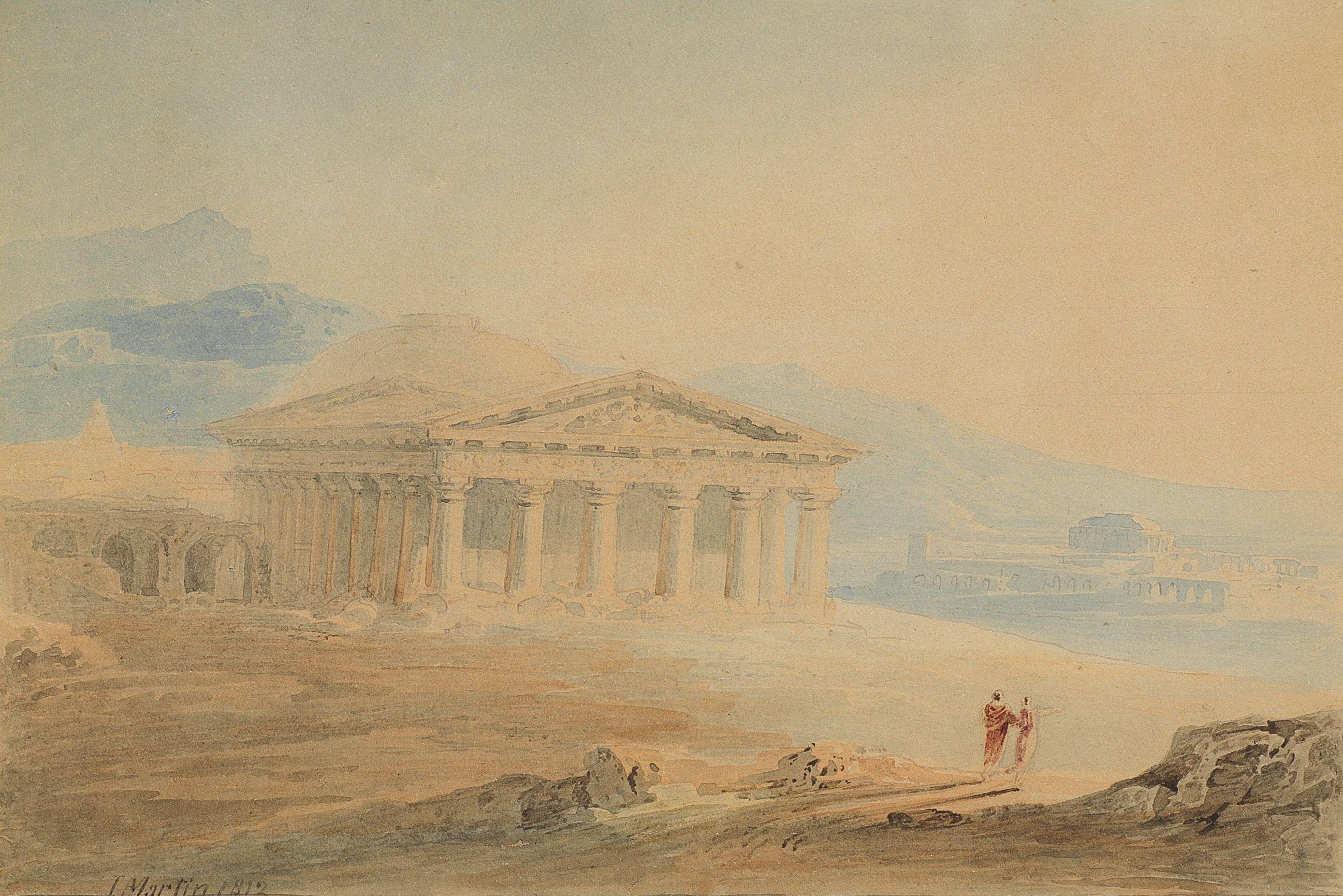 John Martin - Classical figures near a temple