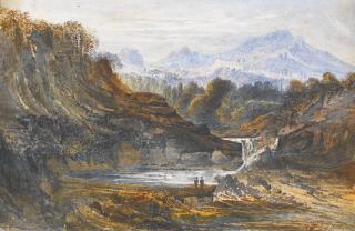 John Martin - Figures In A Classical Landscape