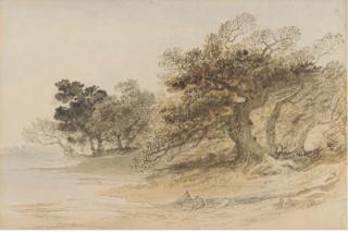 John Martin - Study of Figures Seated By The Edge of A Lake