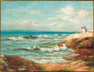 John McGhie - Children sitting by the Shore