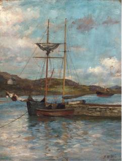 John Mcghie - The little harbour; and Fishermen on a harbour wall