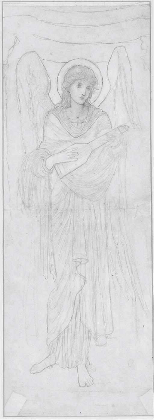 John Melhuish Strudwick - Study for an angel in a green dress