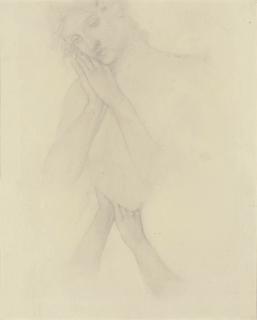 John Melhuish Strudwick - Study of a young woman with her hands clasped; and a further subsidiary drawing of the hands and chin