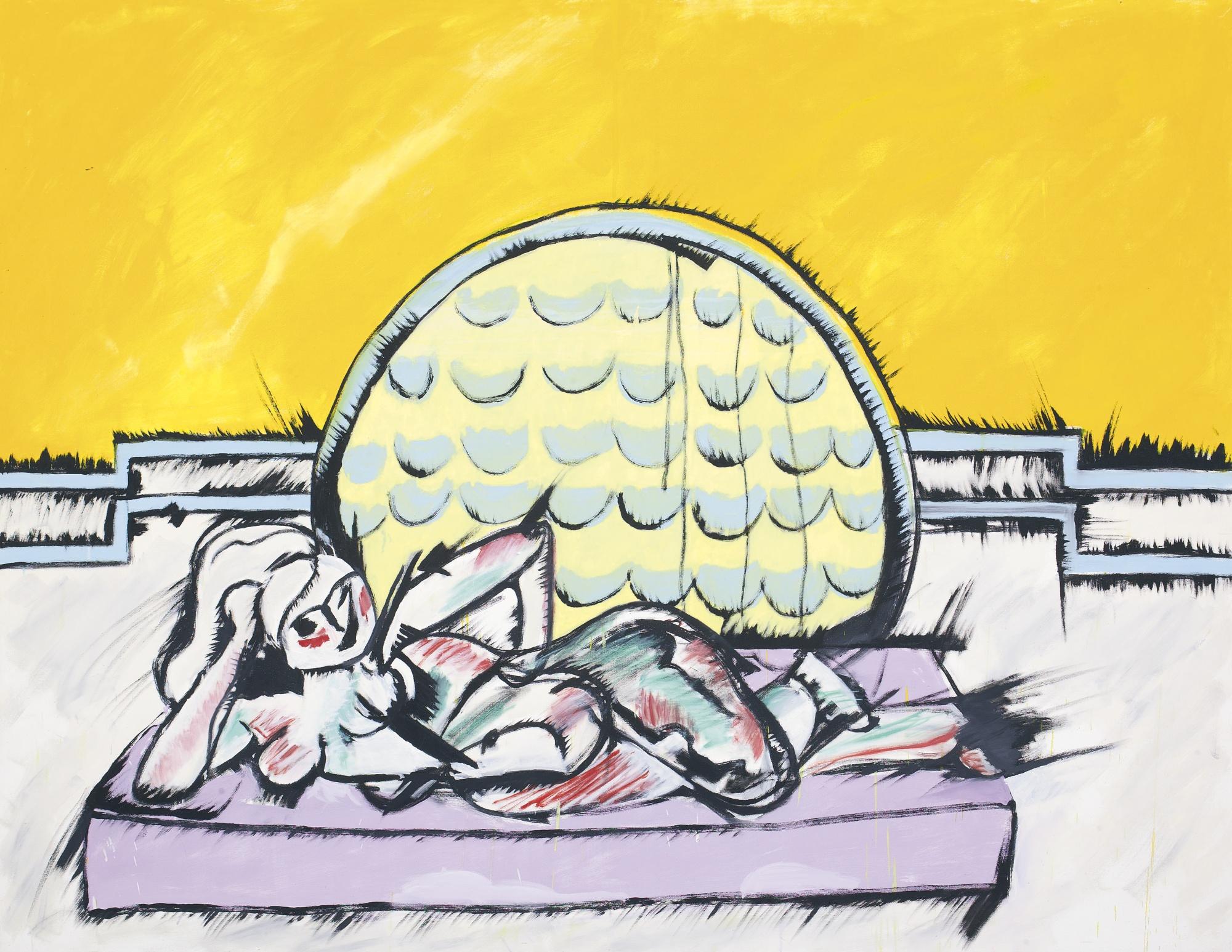 John Meredith - Reclining Figure In Front Of Art Deco Window I; Sketch For Reclining Figure In Front Of Art Deco Window I