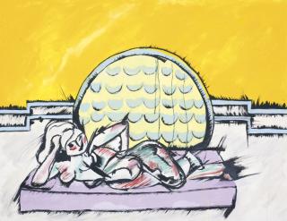 John Meredith - Reclining Figure In Front Of Art Deco Window I; Sketch For Reclining Figure In Front Of Art Deco Window I