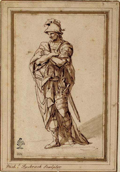 John Michael Rysbrack - A soldier, full-length, his arms folded