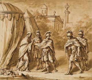 John Michael Rysbrack - Coriolanus and his encampment outside Rome