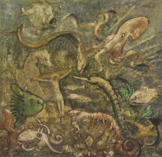 John Michaux - Un crucifix au fond de la mer - Een kruisbeeld op de bodem der zee