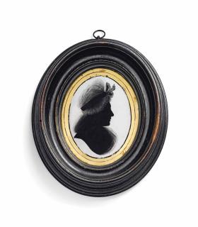 John Miers - A Silhouette Of A Lady In Profile To The Right, Wearing A Gauze Fichu And Mob-Cap