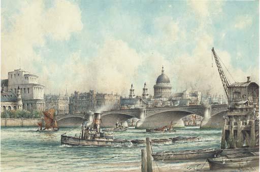 John Millington - Blackfriars Bridge with St. Paul\'s in the distance