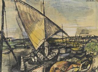 John Minton - Boats At Valencia