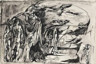 John Minton - Figures in a landscape