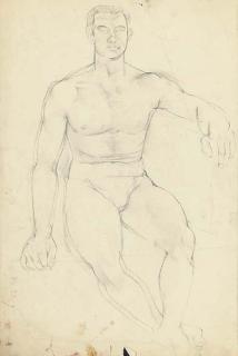 John Minton - Portrait of a nude man; A kneeling man; and Study of a young man