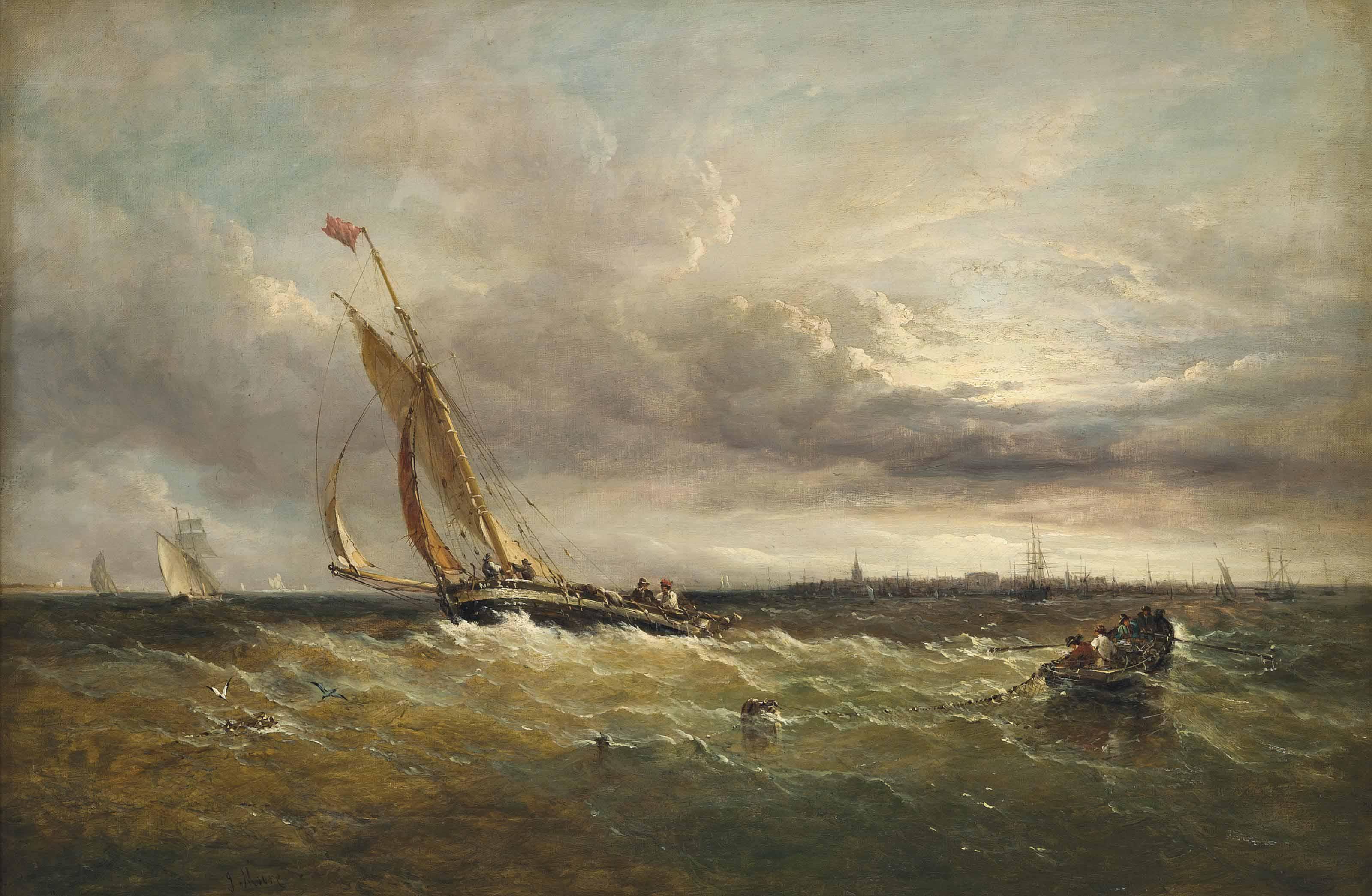 John Moore Of Ipswich - Fishing Vessels In A Steady Breeze Off Harwich