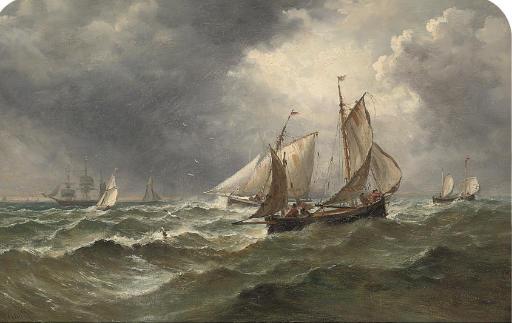 John Moore of Ipswich - The fishing fleet in choppy seas