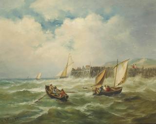 John Moore - Coastal Craft Off A Jetty