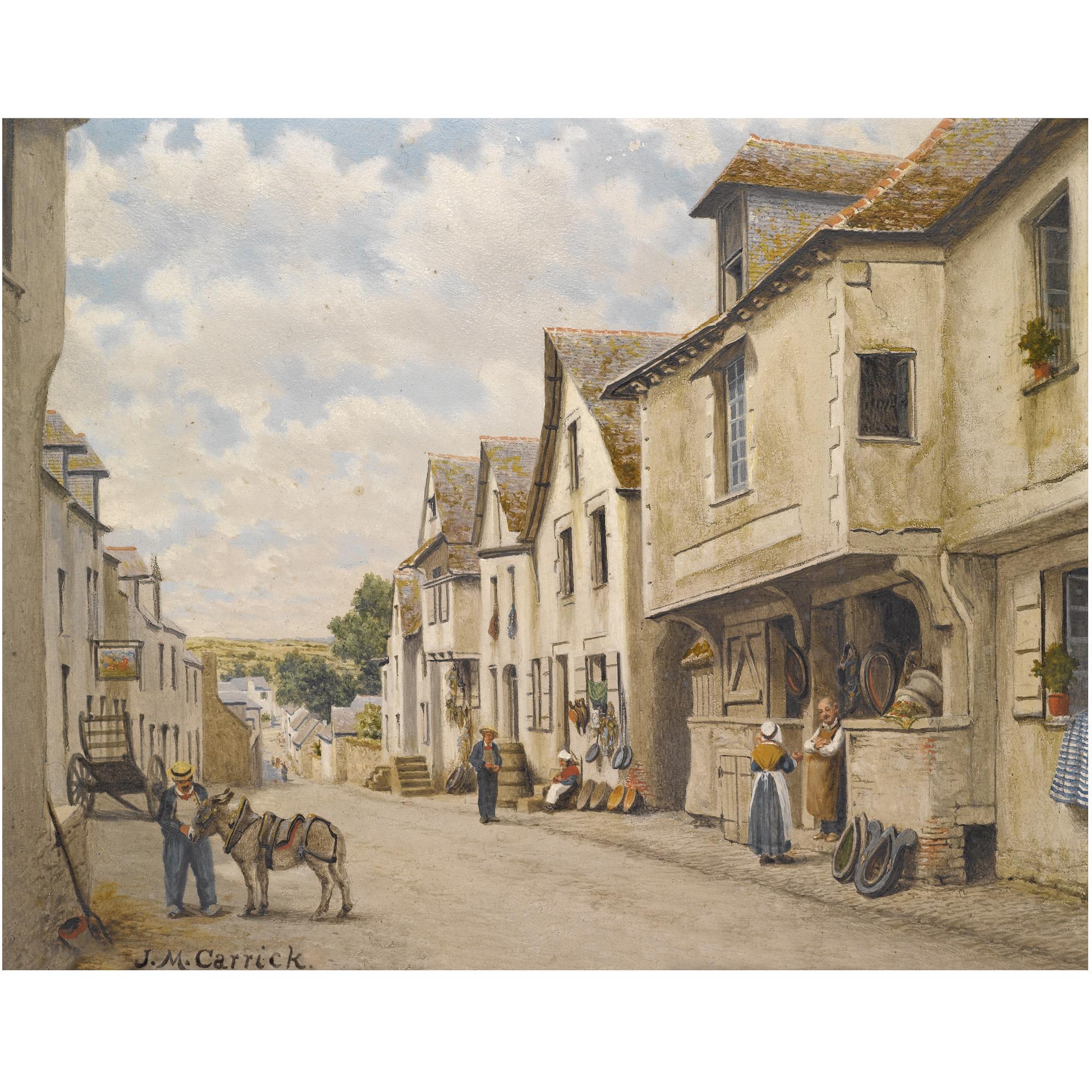 John Mulcaster Carrick - British Street In Josselin, Morbihan, Brittany; Old House In Market Place, Lannion, Brittany