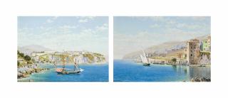 John Mulcaster Carrick - Fishermen off a rocky coastline, Italy; and The Italian Riveria