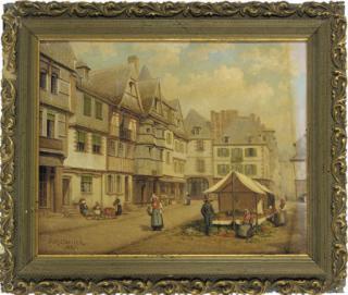 John Mulcaster Carrick - The Market Place At Lannion, Brittany