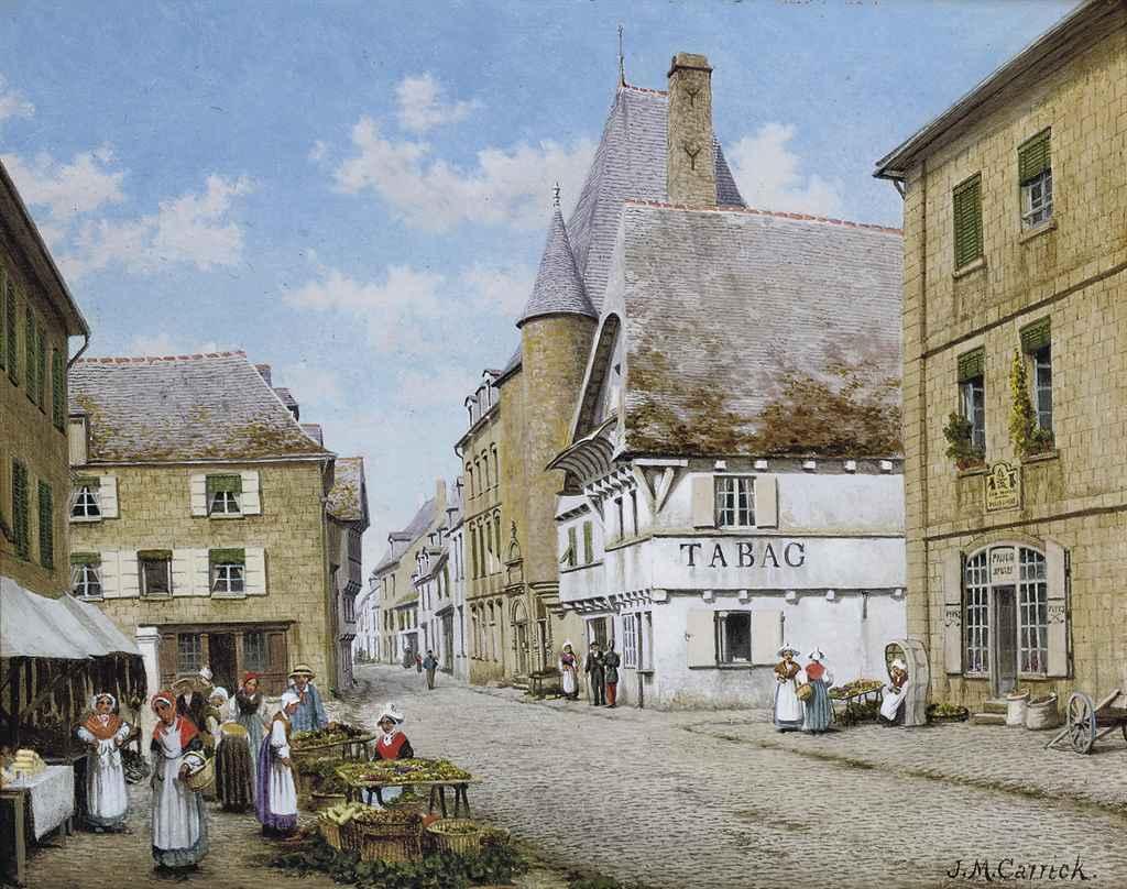 John Mulcaster Carrick - The market place, Pontivy, Brittany; and The London Apprentice at Isleworth