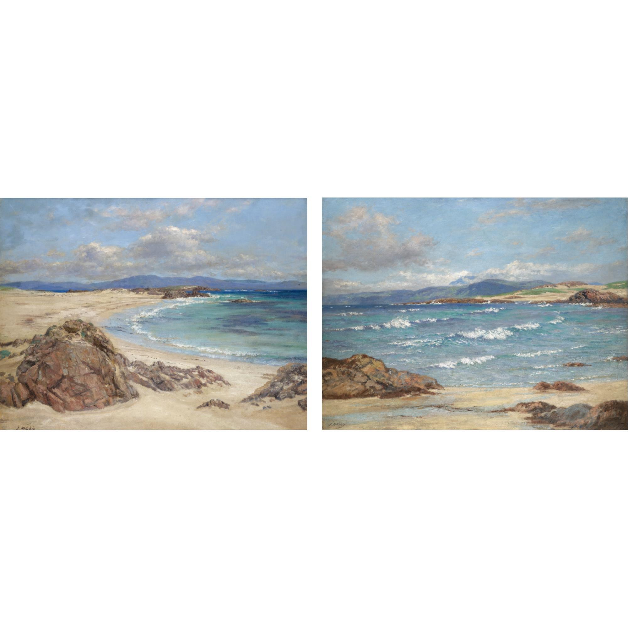 John N. McGhie R.S.A., R.S.W. - The White Sands Of Iona; Mull From Iona