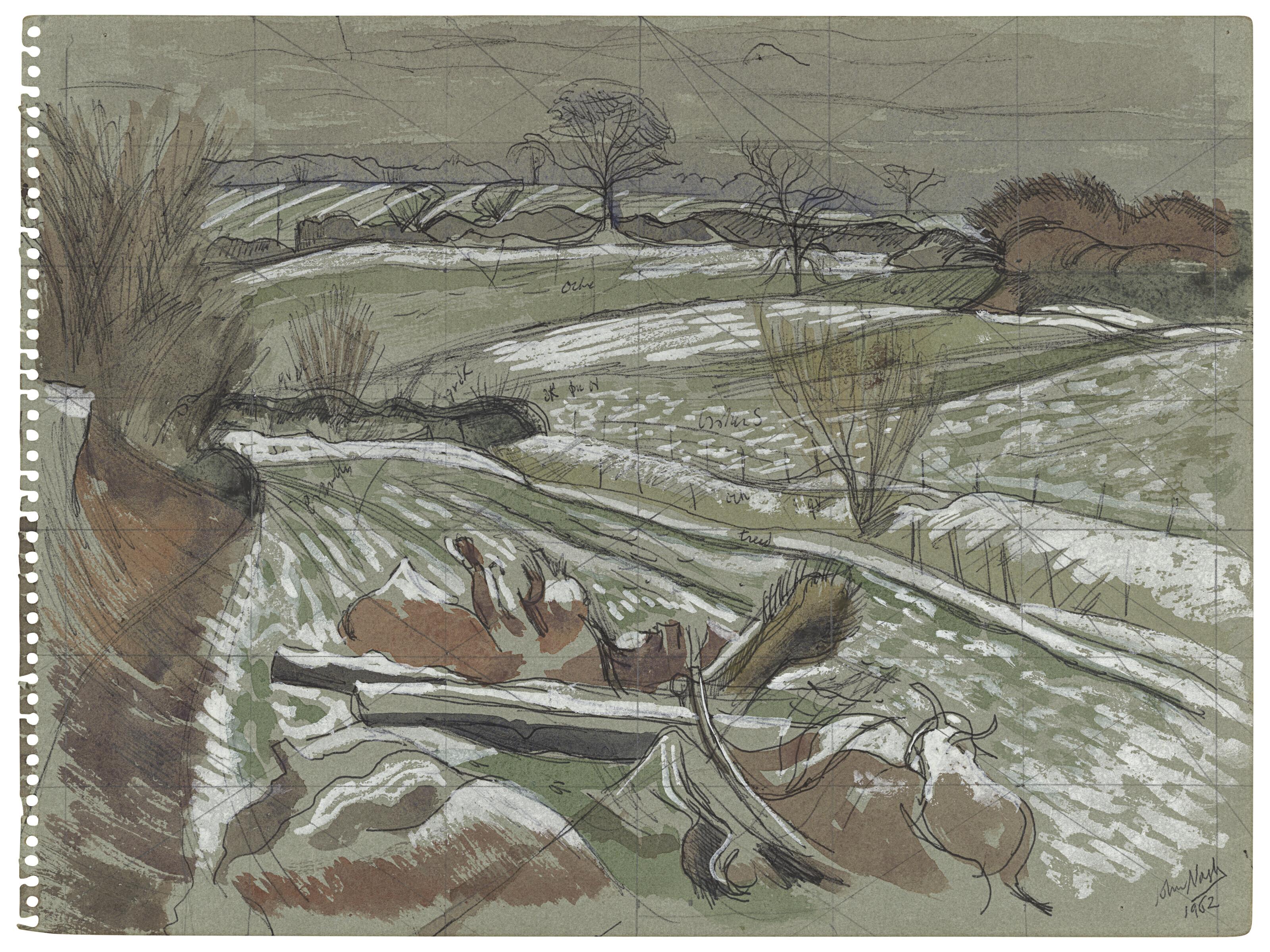 John Nash, R.A. - Melted snow, Wormingford