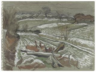 John Nash, R.A. - Melted snow, Wormingford