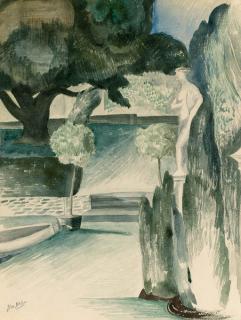John Nash, R.A. - Statue in a Garden