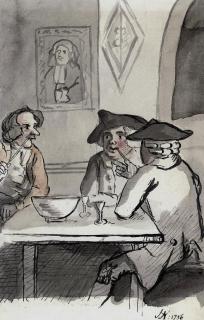 John Nixon - Conversation round the punch bowl (illustrated); Figures in a coffee house; and Taking tea