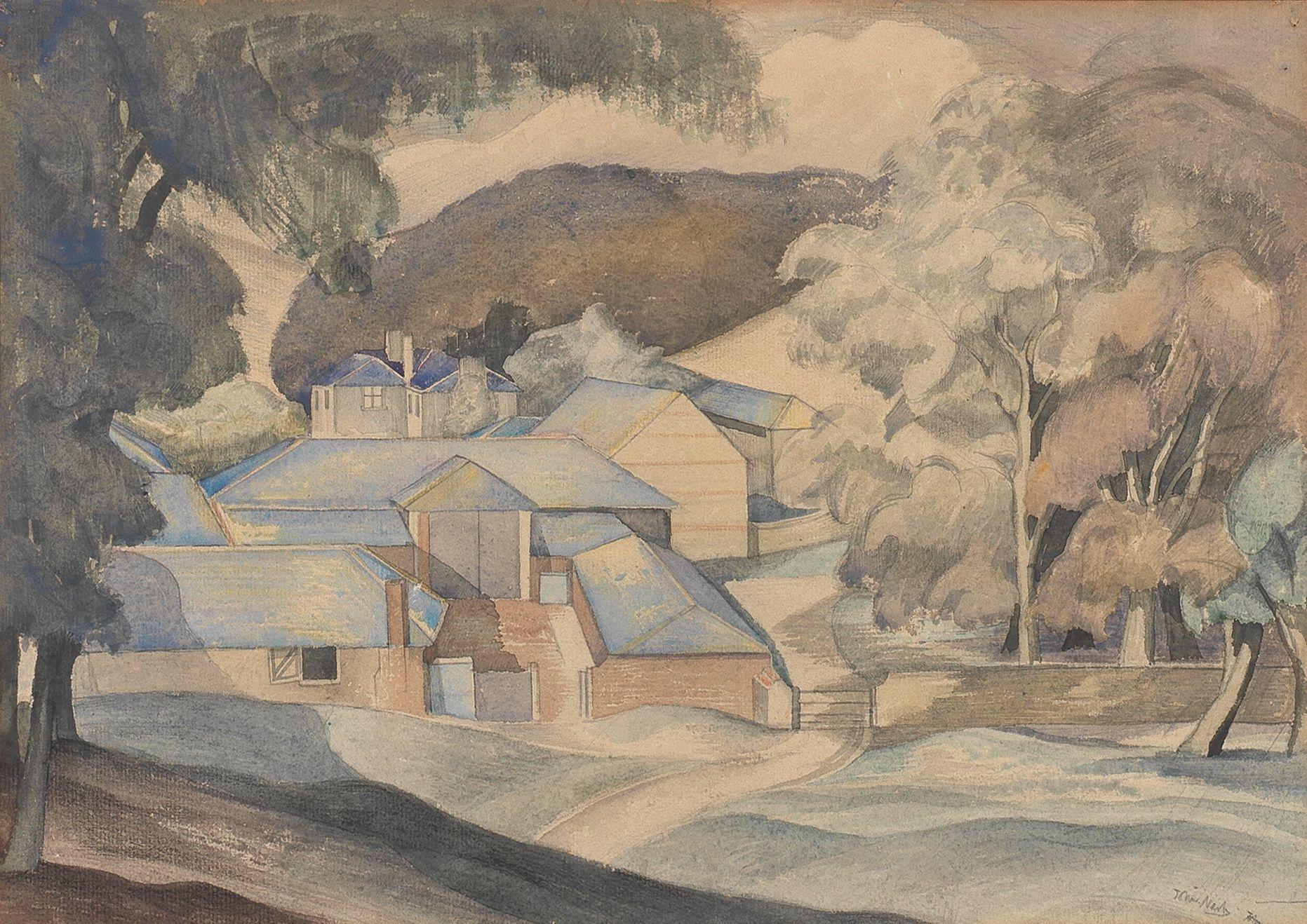 John Northcote Nash R.A. - A Farm in a Hollow