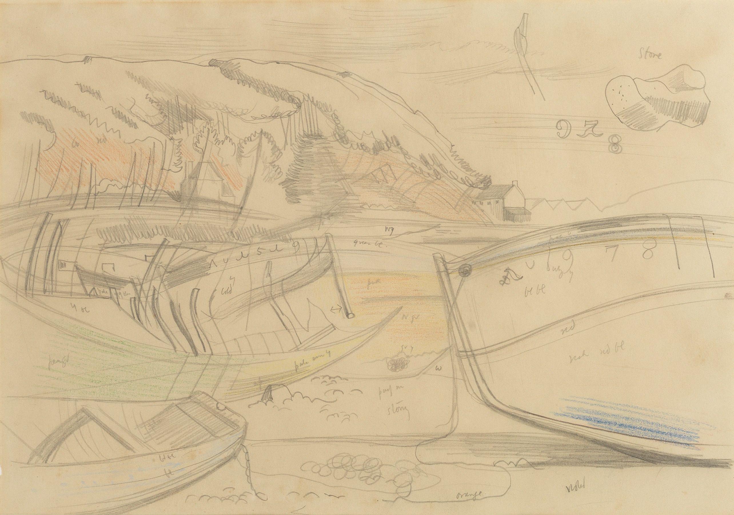 John Northcote Nash R.A. - Boats Pulled Up