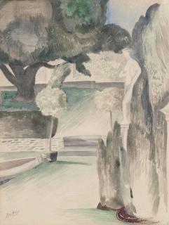 John Northcote Nash, R.A. - Statue in a Garden