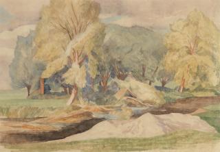 John Northcote Nash R.A. - The Roach Pool at Wiston, Suffolk