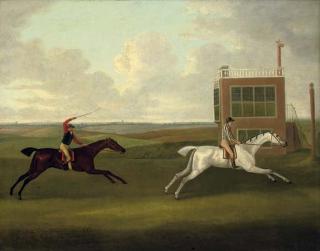 John Nost Sartorius - The Duke of Bedford\'s Grey Diomed beating H.R.H, The Prince of Wales\'s Traveller over the Beacon course, Newmarket, 8 May 1790