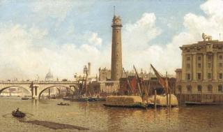 John O\'Connor - A view of Waterloo Bridge, with St Paul\'s in the distance