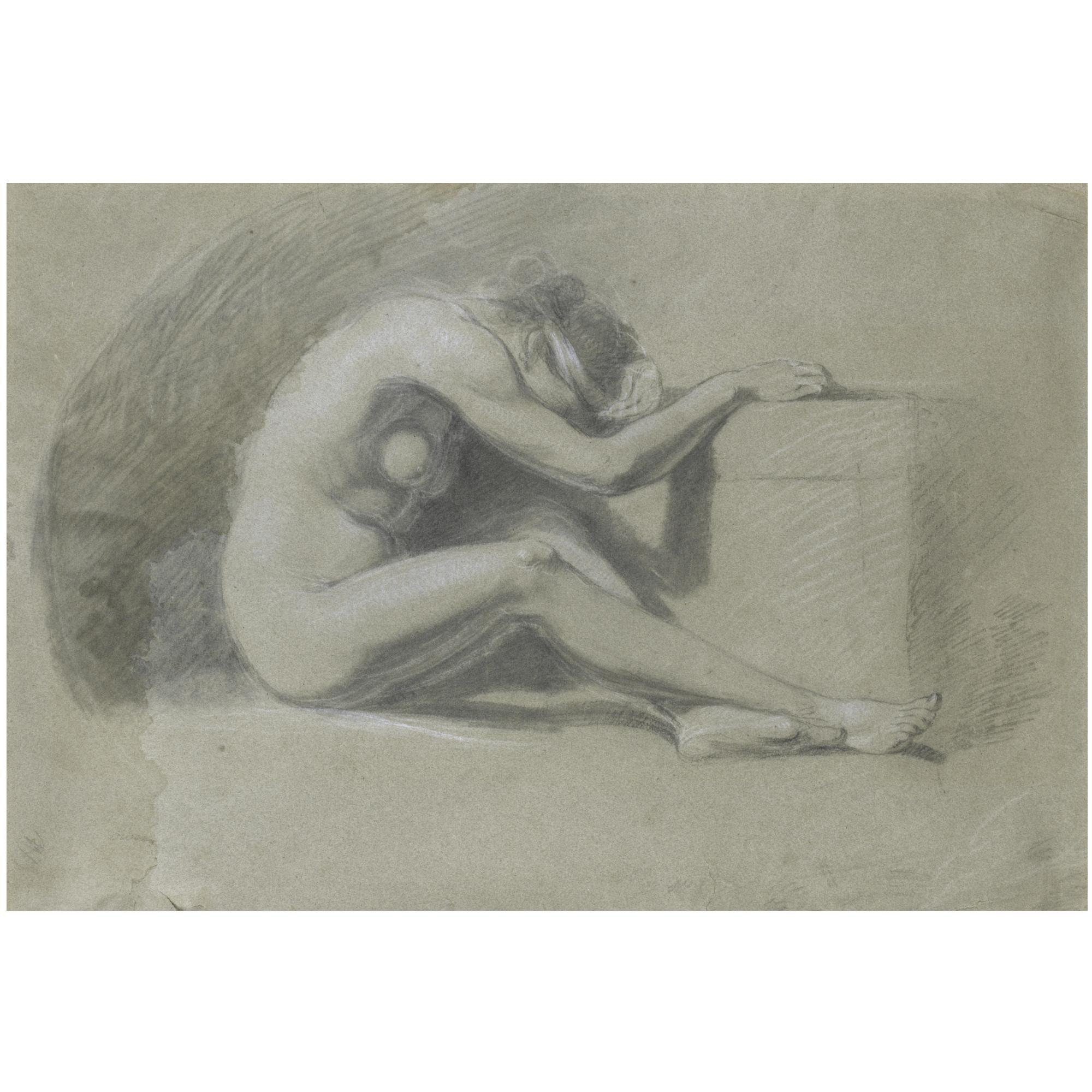 John Opie, R.A. - Melancholia Recto; Study Of A Male Nude Verso