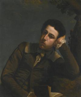 John Opie, R.A. - Portrait Of John Penwarne Junior (B. 1758), Resting On A Mossy Bank, Holding A Book