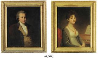 John Opie, R.A. - Portrait Of Sir James Earle, Half-Length, Seated, In A Brown Coat And Striped Waistcoat; And Portrait Of Mary, Lady Earle, Half-Length, Seated At A Piano, In A White Dress And A Grey Coat