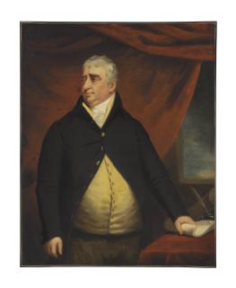 John Opie, R.A. - Portrait of the Right Honourable Charles James Fox, three-quarter-length, standing beside a table