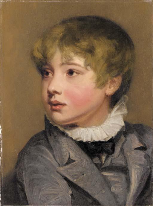 John Opie - Portrait Study of Master John Thornton, bust-length, in a blue jacket