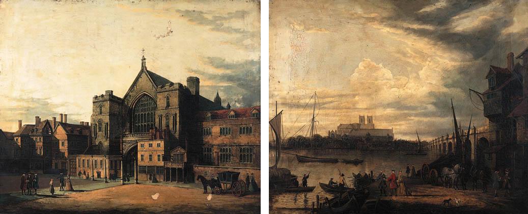John Paul - Westminter Abbey and Bridge from Stangate Stairs; and Westminster Hall from New Yard