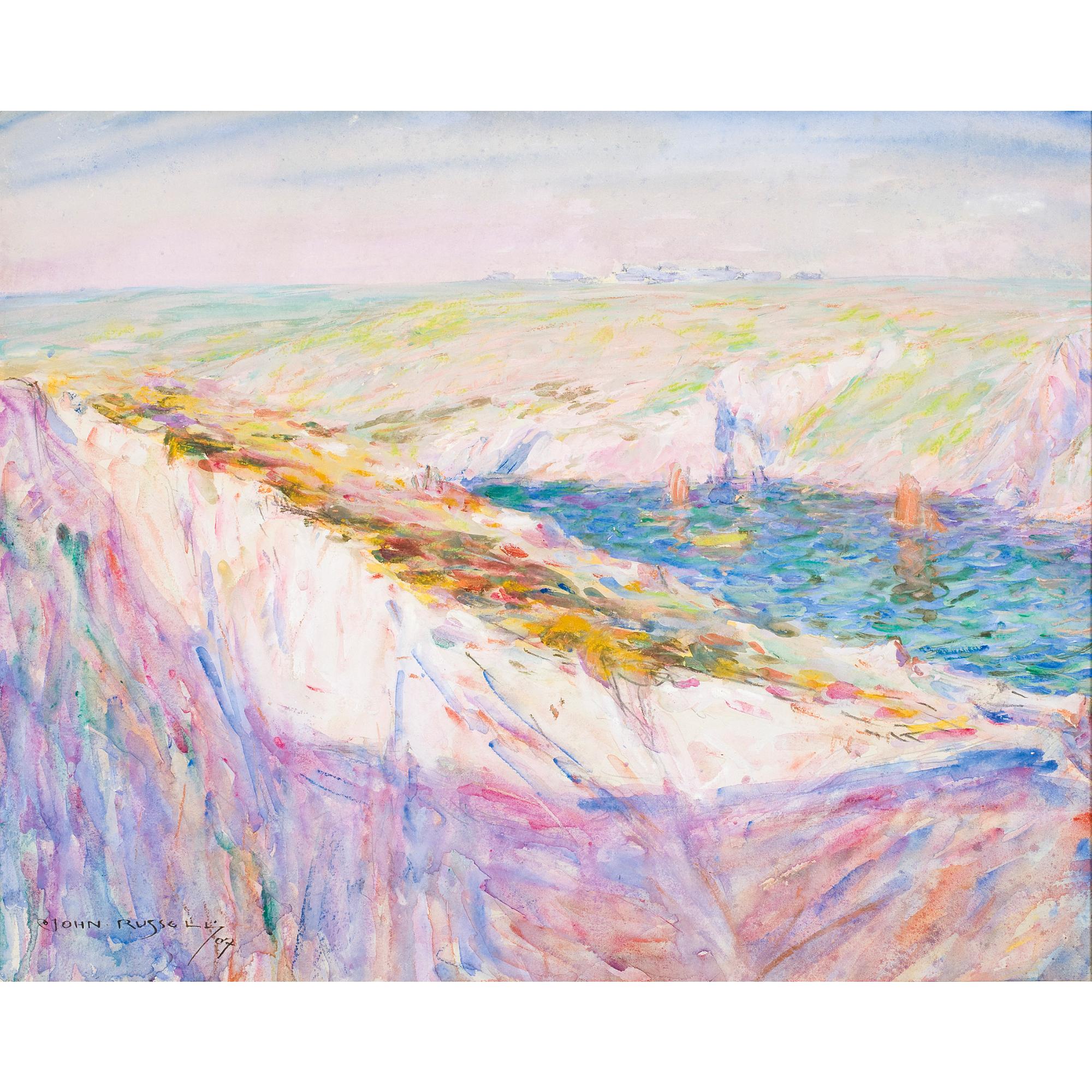 John Peter Russell - Australian chalk Cliffs At Goulphar Bay