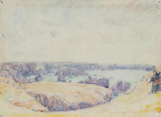 John Peter Russell - Baie À Belle-Île Avec Vieux Couple Breton