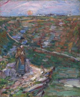 John Peter Russell - Breton woman on a cliff top, Belle-Ile