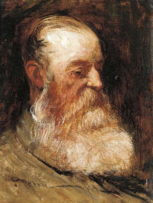 John Pettie, R.A., H.R.S.A. - Portrait of a bearded man, head-and-shoulders, in a green coat